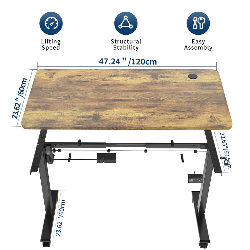MAIDeSITe Electric Standing Desk, 55 x 28 Adjustable Height Sit Stand Desk (48 x 24, Rustic Brown)