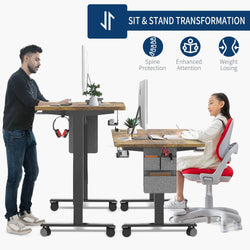 MAIDeSITe Electric Standing Desk, 55 x 28 Adjustable Height Sit Stand Desk (48 x 24, Rustic Brown)