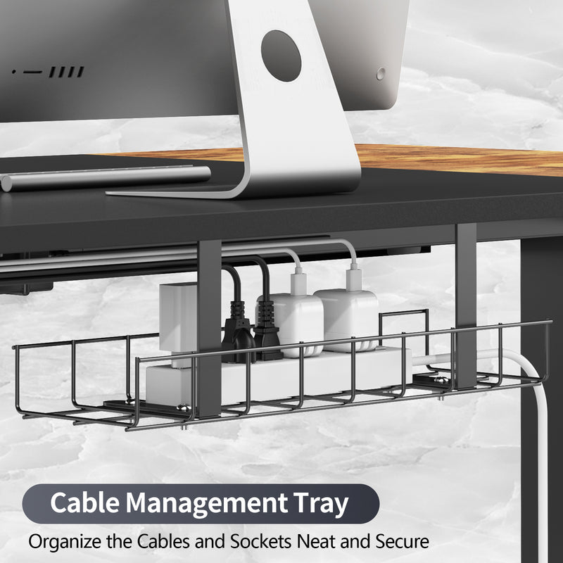 Maidesite Standing Desk Adjustable Height 55 Inch with Caster Wheels, Drawer and Cable Management Tray