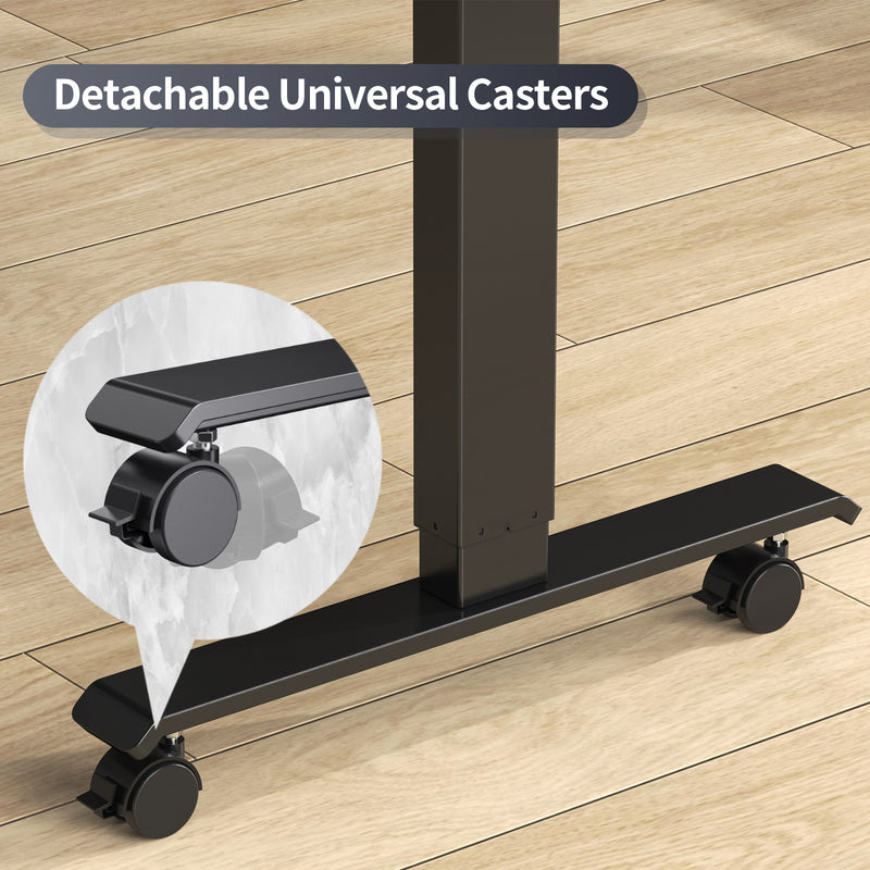 Maidesite Standing Desk Adjustable Height 55 Inch with Caster Wheels, Drawer and Cable Management Tray