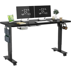 Maidesite 55x28 inch Electric Standing Desk, Black Frame and Black Top