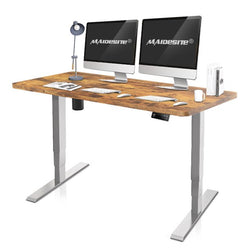 Maidesite Dual Motor Height Adjustable Electric Standing Desk, 48 x 24 inches Home Office Sit and Stand Dessk, Stand up Desk Table, Gray and Rustic Brown Finish